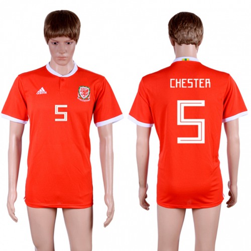 Wales #5 Chester Red Home Soccer Club Jersey